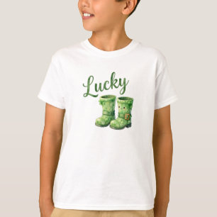 Camiseta Botas de Leprechaun Sortudas de Aquarela no Dia de