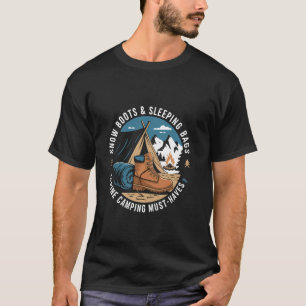 Camiseta Botas de Neve e Sacos de Dormir Acampamento Alpino