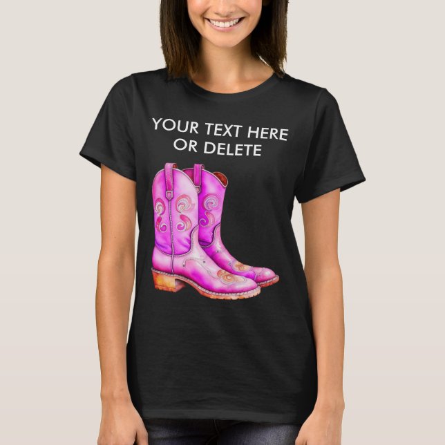 Camiseta Botas de Rodeio Pretty Pink Western Cowgirl Vida d (Frente)