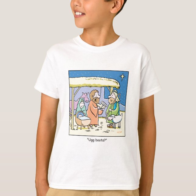 Camiseta Botas de Ugg dos desenhos animados do Natal (Frente)