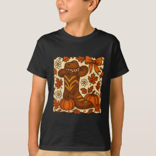 Camiseta Botas de vaqueira abóbora fofa com laços coquette