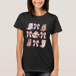 Camiseta Botas De Vaqueira Coquete Com Laços Rosa Estético