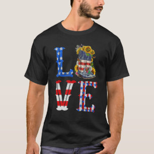 CAMISETA BOTAS DE VAQUEIRA DA BANDEIRA AMERICANA FLORES DE
