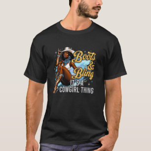 Camiseta Botas e Brilho é uma Coisa de Cowgirl Preto Cowgir