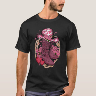 Camiseta Botas e Chapéu de Cowgirl Grunge Retro Vintage Wes