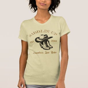 Camiseta Botas e Chapéu de Cowgirl Último Rodeio Despedida 