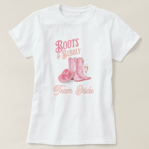 Camiseta Botas e Espumante Chá de Bebê Country Rosa de Noiv
