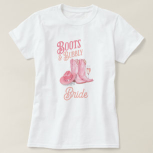 Camiseta Botas e Espumante Chá de Bebê Country Rosa de Noiv