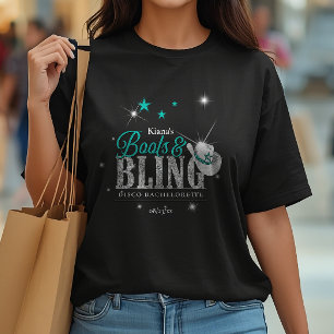 Camiseta Botas 'n Brilho Disco Despedida de Solteira Azul T