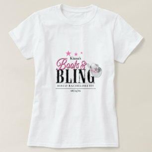Camiseta Botas 'n Brilho Disco Despedida de Solteira Branca