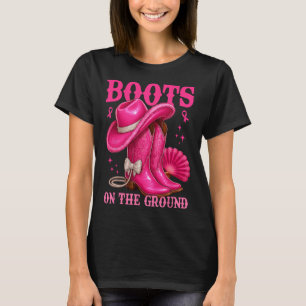 Camiseta Botas No Chão De Cancer De Mama Rosa-Rosa