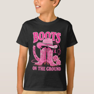 Camiseta Botas No Chão De Cancer De Mama Rosa-Rosa