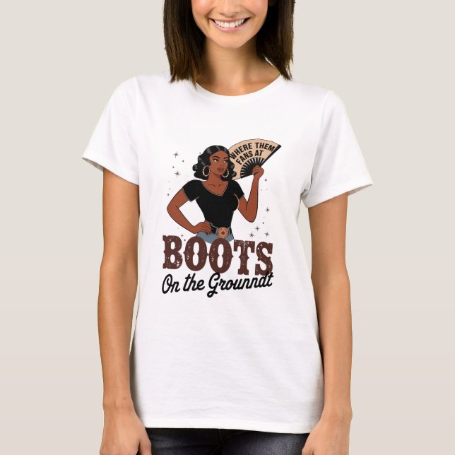 Camiseta Botas no Chão – Declaração Inspiradora Ousada (Frente)