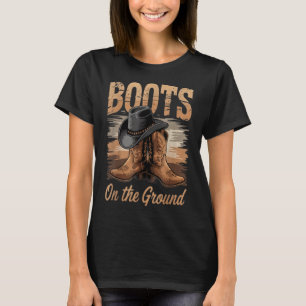 Camiseta Botas No Terreno Da Linha Da Cowgirl Mulheres Danç