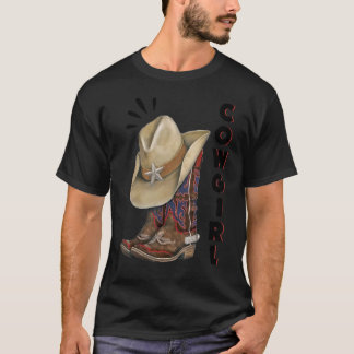 Camiseta Botas Ocidentais de Cowgirl Chapéu Esporas Meninas