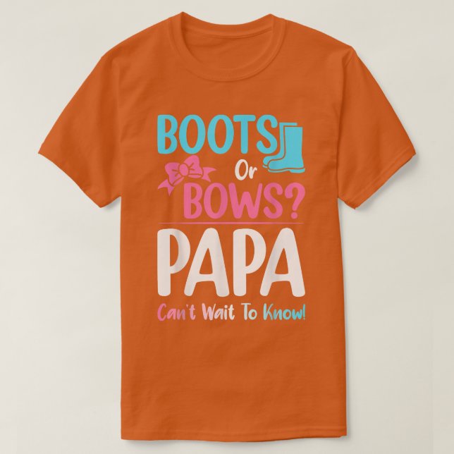 Camiseta Botas ou Arcos Papa Sexo Revelar Gravidez Anúncio (Frente do Design)