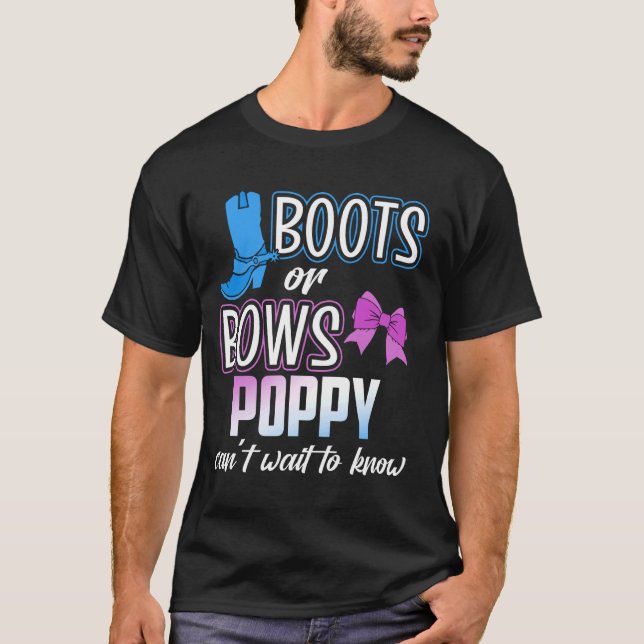 Camiseta Botas ou Arcos para o Pai Poppy Granpa Reveal Baby (Frente)