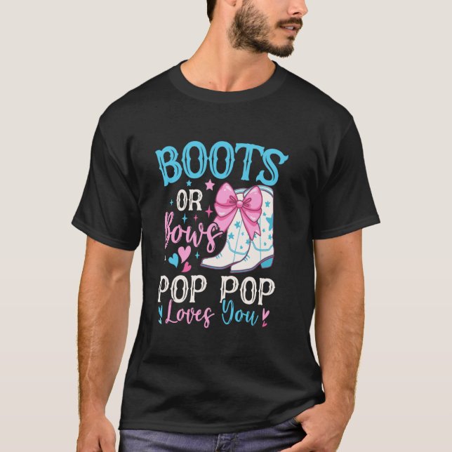 Camiseta Botas ou Arcos Pop Pop Ama Você Combinando Revelaç (Frente)