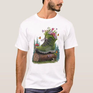 Camiseta Botas para caminhada de flores selvagens