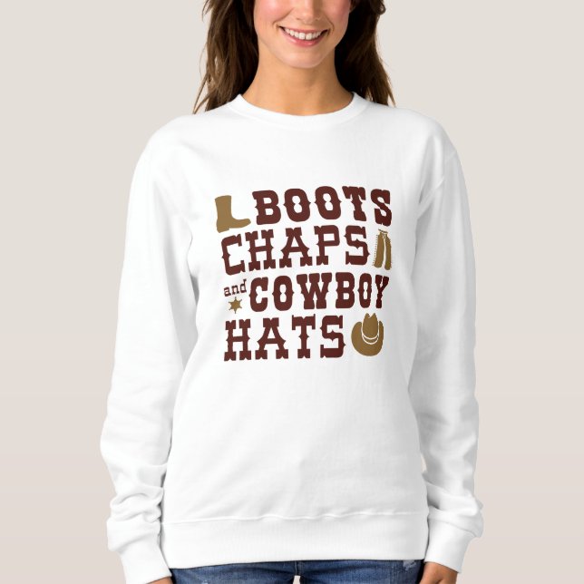 Camiseta Botas Perneiras E Chapéus De Cowboy (Frente)