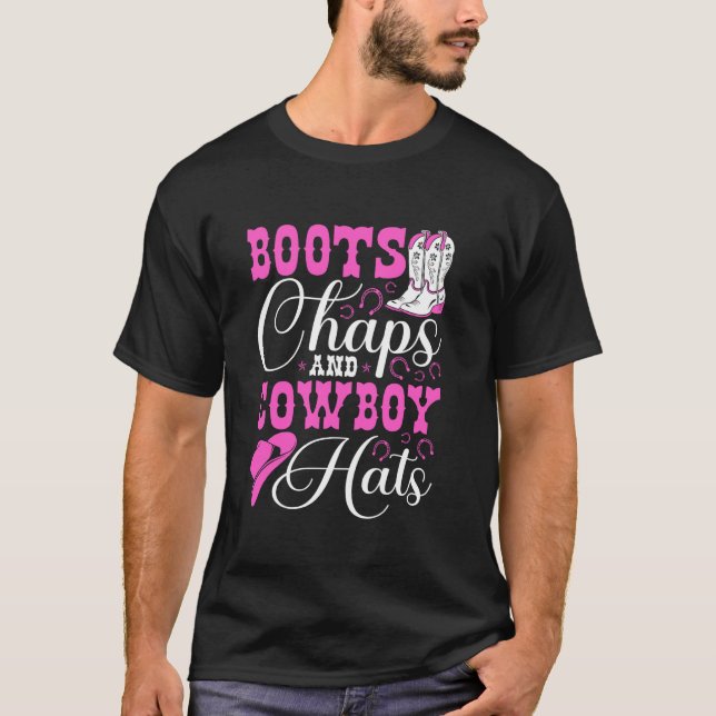 Camiseta Botas Perneiras E Chapéus De Cowboy Rodeio Ocident (Frente)