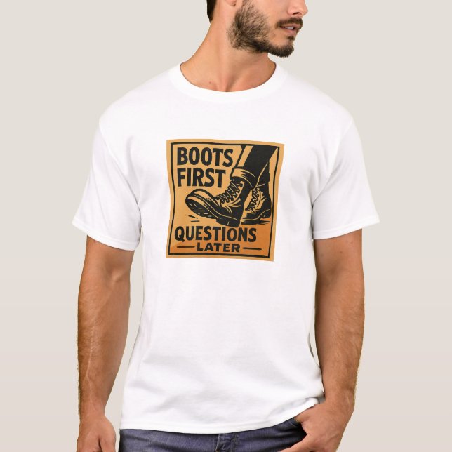 Camiseta Botas Primeiro Design Ousado Western (Frente)