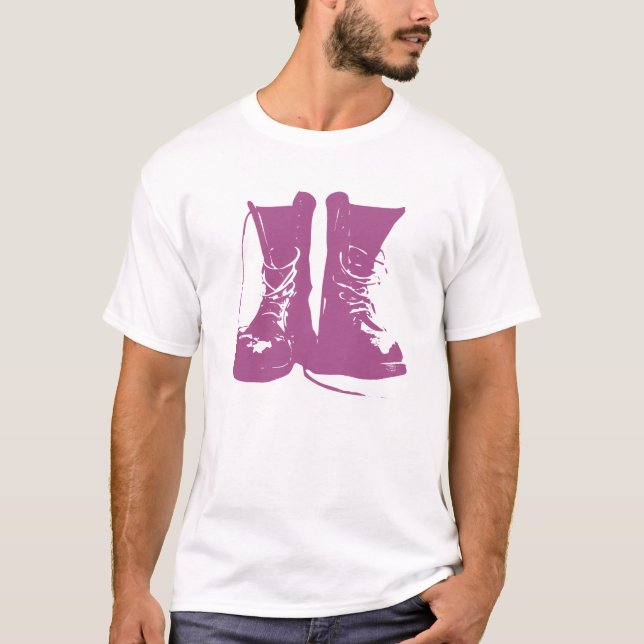 Camiseta Botas roxas da lavanda com laços desatados (Frente)