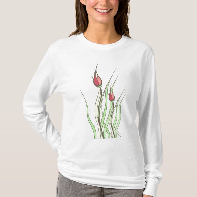 Camiseta Botões cor-de-rosa (Frente)