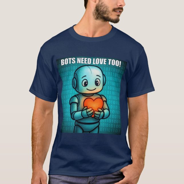Camiseta Bots Need Love Too - Men's Navy (Frente)