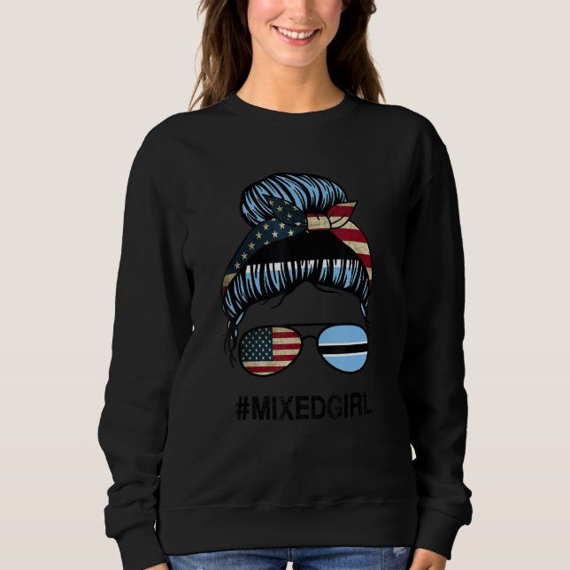 Camiseta Botswana American Flag   USA Botswanan Messy Bun (Frente)