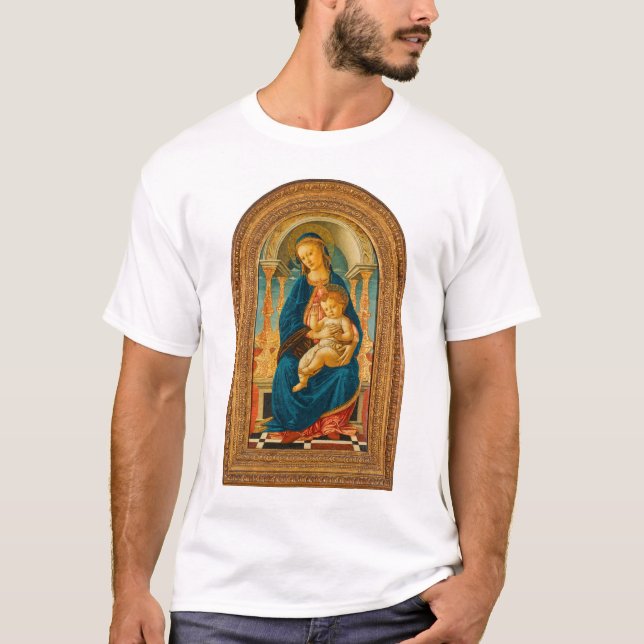 Camiseta Botticelli (1445-1510) Madonna & Criança Enthroned (Frente)