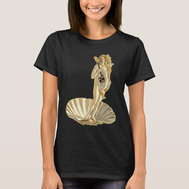 Camiseta Botticelli Venus With Electric Guitar Rock Guitari (Frente)