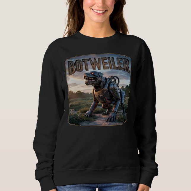 Camiseta Botweiler Fotográfico – Rottweiler Robô Engraçado (Frente)