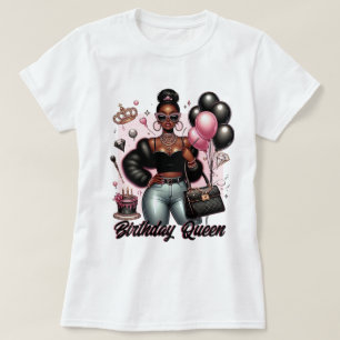 Camiseta Boujee African American Woman Birthday Queen