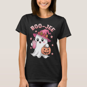 Camiseta Boujee Boo Jee Spooky Ghost Pink Halloween Pumpkin