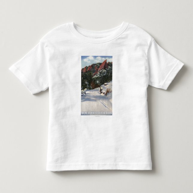 Camiseta Boulder, Colorado - Flatirons no inverno (Frente)