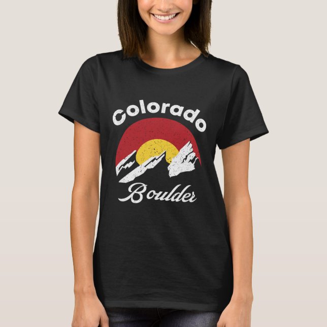 Camiseta Boulder Flatirons Colorado Bandeira Escalada Cicli (Frente)