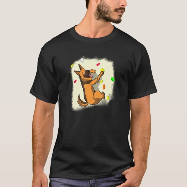 Camiseta Bouldering Escalando Sheepdog I German shepherd Bo (Frente)