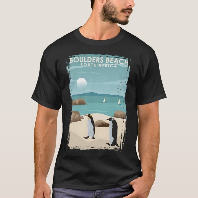 Camiseta Boulders Beach South Africa Penguin Beach Poster A (Frente)