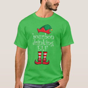 Camiseta Bourbon Drinking Elf Family Christmas Pajama