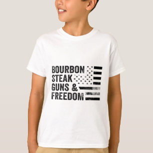 Camiseta Bourbon Steak Guns E Freedom Usa Flag Whiskey Pa