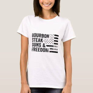 Camiseta Bourbon Steak Guns E Freedom Usa Flag Whiskey Pa