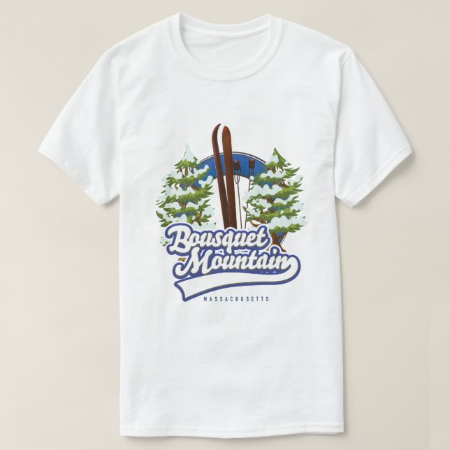 Camiseta Bousquet Mountain - Logótipo do Massachusetts Ski (Frente do Design)