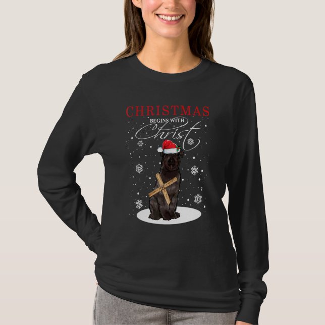 Camiseta Bouvier Des Flandres O Natal Começa Com Cristo (Frente)