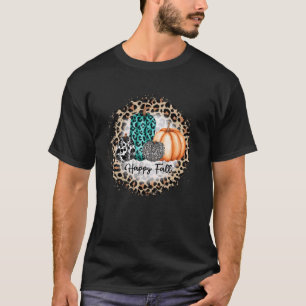 Camiseta Bovina de couro de leopardo feliz outono Abóbora d