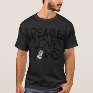 Camiseta Bovino de Paz Amor Fofo Para Homens Mulheres Crian
