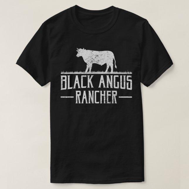 Camiseta Bovino Negro Angus Chancho Engraçado Carne Bovina (Frente do Design)