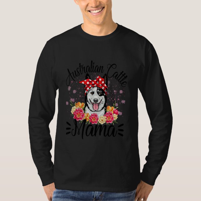 Camiseta Bovinos australianos Florais Cachorro Bonito Mãe M (Frente)