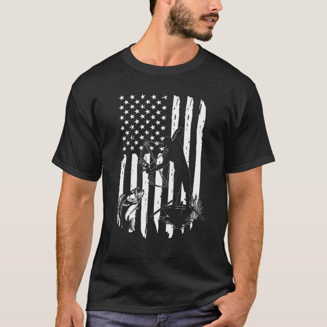 Camiseta Bow Fishing American Flag Fishing (Frente)