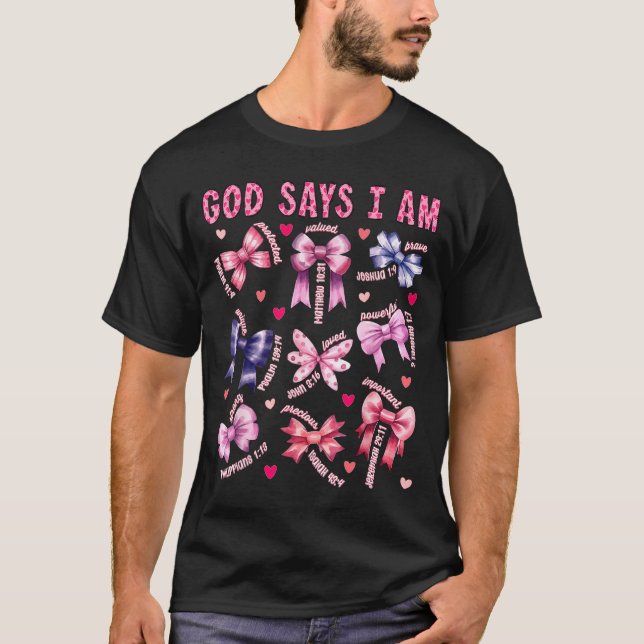 Camiseta Bow God Say I Am Christian Girl Teen Women Bible V (Frente)